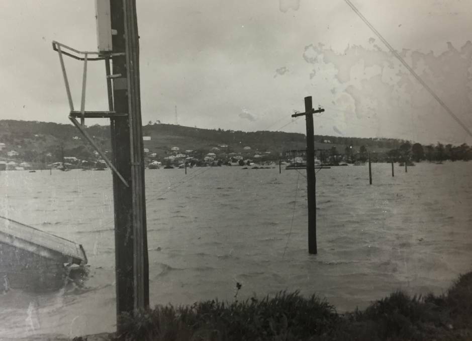 A scene from the 1959 floods in Goulburn, entering from the north (Sydney) end of the city. Picture: John Bowen