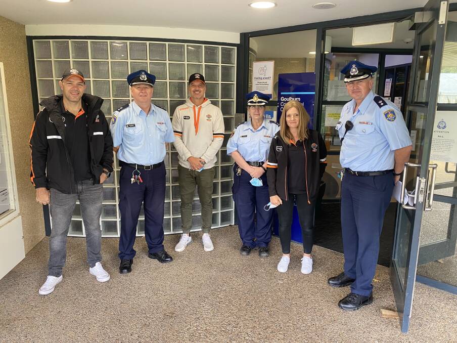 Clair Schwencke, John Skandalis and Justin Pascoe from Wests Tigers with Governor Faith Slatcher, Manager of Security Richard Hayhow and Manager of Security Michael Frawley. Picture: Supplied