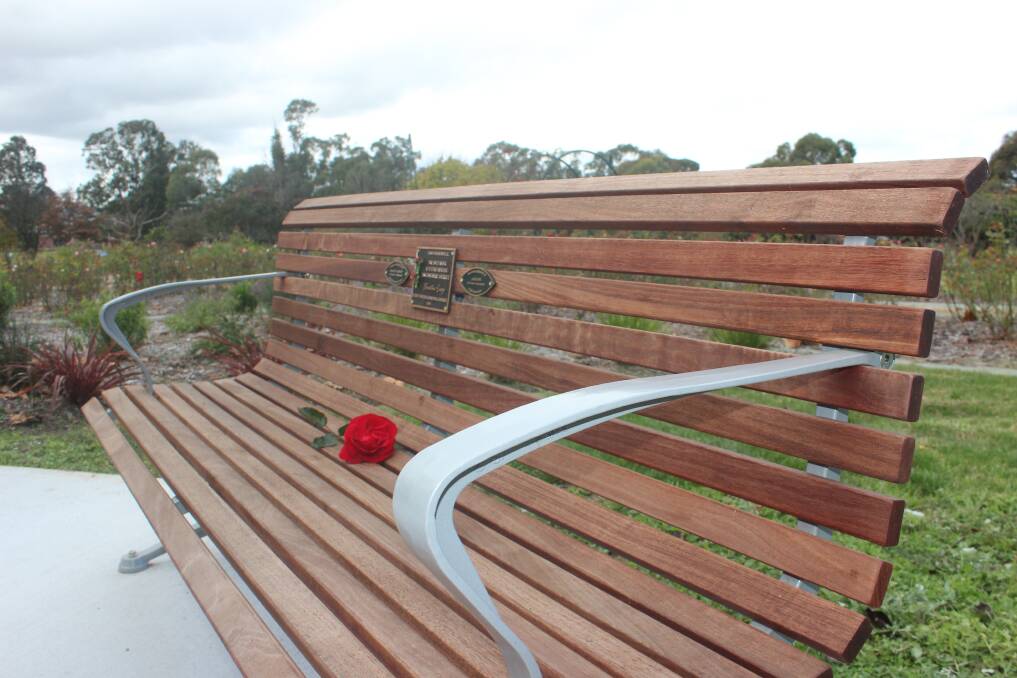 Family members and friends of those who lost their lives to cystic fibrosis appreciated the addition of memorial benches to Victoria Park. Photo: Sophie Bennett.