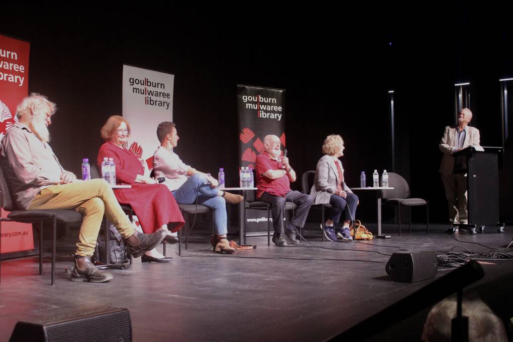 The BookFest panel discussion was chaired by author and actor Bruce Venables, who was joined by Bruce Pascoe, Jackie French, Candice Fox, Tom Keneally and Judy Nunn. Photo: Sophie Bennett. 