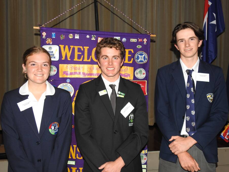 ACHIEVERS: Trent Jeffrey from Mulwaree High School competed against Eliza Kemp from Crookwell High School and Spedding Pearce from Snowy Mountains Grammar at Jindabyne at the Lions District Youth of the Year District Final. Picture: Supplied
