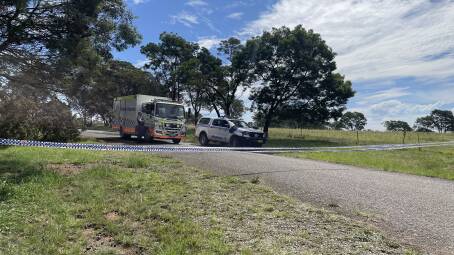 A NSW Police Rescue vehicle leaves the scene at Bungonia. Picture Burney Wong