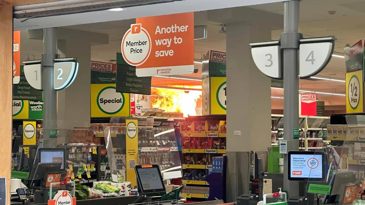 Flames break out in a Woolworths aisle on October 15 in Stirling. Picture by Chad Habel on Facebook