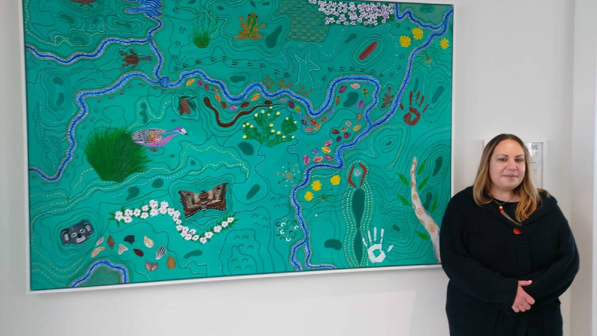 Aboriginal artist Monica Bridge spent many years working on her most recent piece of art. Image supplied. 