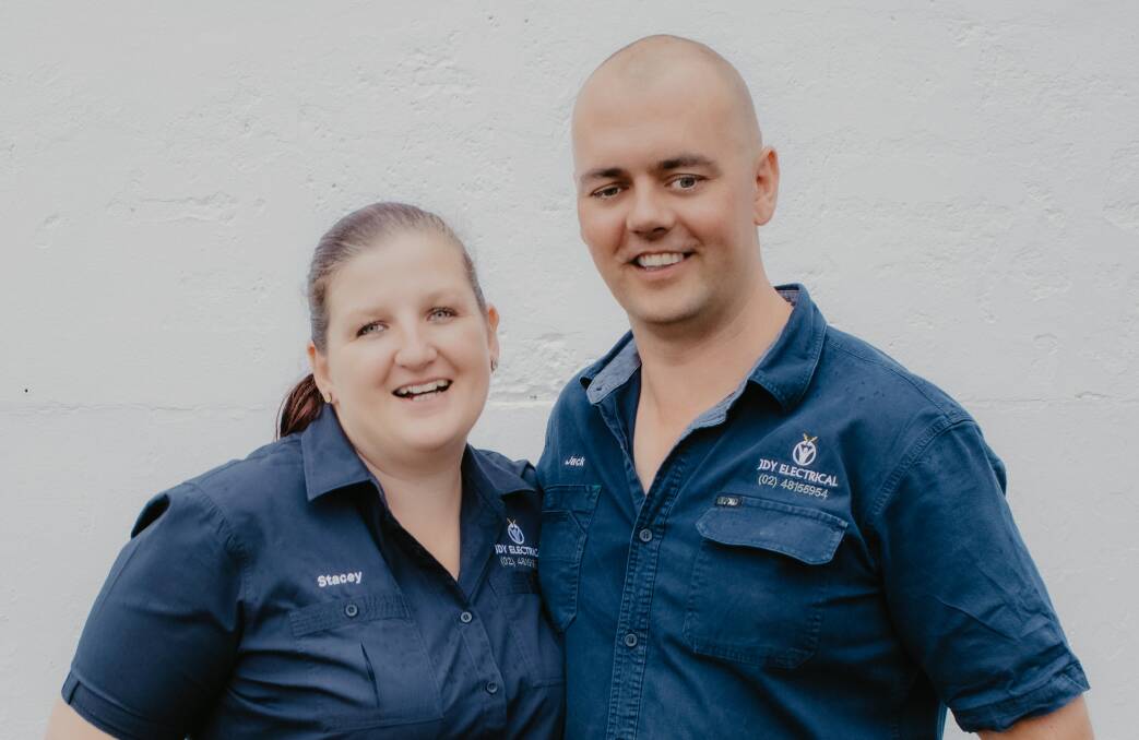 Stacey and Jack Yeadon from JDY Electrical gear up for the Australian Trades Small Business Champion Awards. Image supplied. 