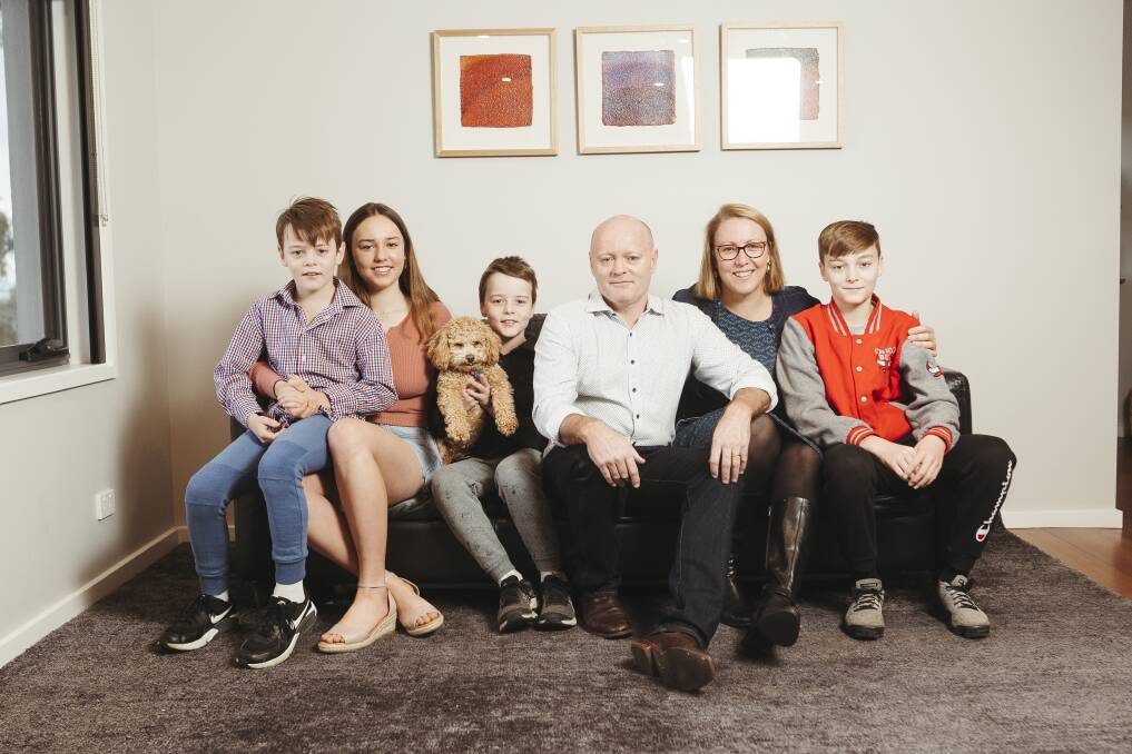 David and Sue-Ann O'Rourke with children, Tom, 8, Lily, 16, Harry, 8, and Jack, 12, Picture: Dion Georgopoulos