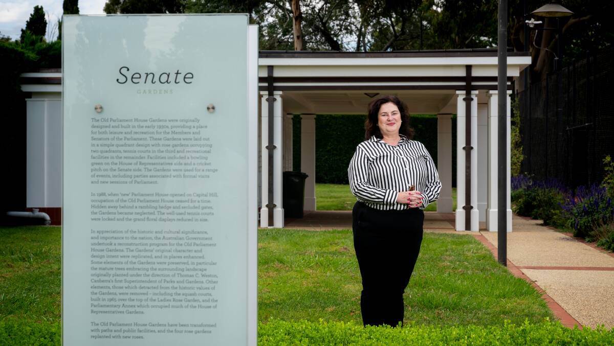 Justine Butler at the site near Old Parliament House where her mother, Susan Ryan, will be commemorated with a sculpture. Picture by Elesa Kurtz
