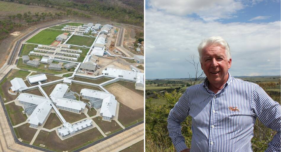 On the left an artistic impression of Southern Infrastructure Pty Ltd's plans for a privately funded prison in Goulburn, off Mountain Ash Road and on the right Southern Infrastructure Pty Ltd managing director Paul Watson. Image: Supplied