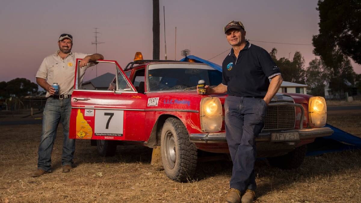 GERMANS GONE OUTBACK: Gavin Peaty, Breadlebane, and Ian Chivas,Sydney, with Peaty Pastoral’s 1968 Mercedes Benz.Picture: Supplied.