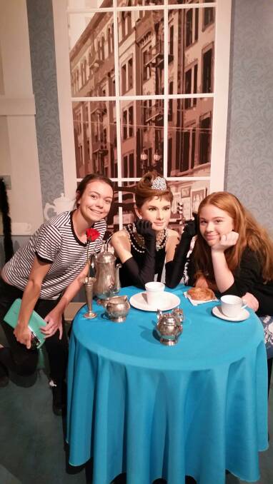 Breakfast at Tiffany's: Chloe Brown and Cheyanne Hunt with Audrey Hepburn. Picture:Supplied.