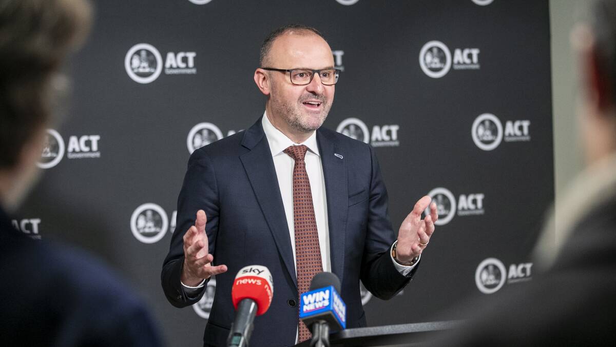 ACT Chief Minister Andrew Barr expressed frustration that Canberrans have been locked out of Victoria, given there have been no cases of community transmission for a year. Picture: Keegan Carroll 