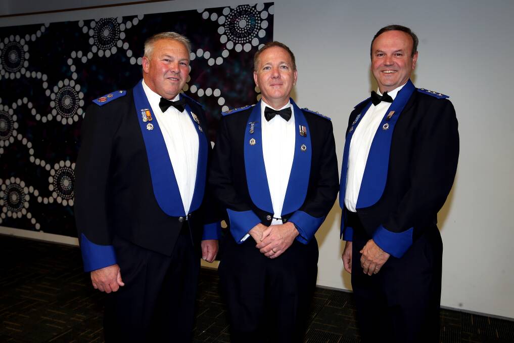 Deputy Commissioner for Regional NSW Gary Worboys, Police Commissioner Michael Fuller and Chief Inspector John Klepczarek at the 2017 Illawarra Police Charity Ball. File Picture: Sylvia Liber