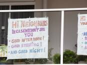 Signs made to cheer up neighbours during the first COVID-19 lockdown in Canberra. Picture: Jamila Toderas 