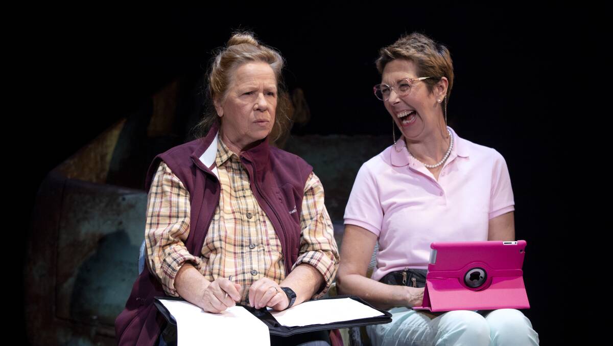 Valerie Bader as Bev Armstrong and Merridy Eastman as Barb Ling, in Melanie Tait's The Appleton Ladies Potato Race.