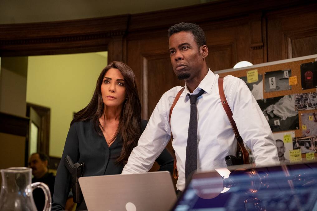 Marisol Nicholls and Chris Rock in Spiral: From the Book of Saw. Picture: Lionsgate