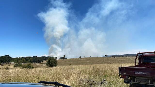 FIRE: A grass fire at Chatsbury is now under control. Photo: Supplied.