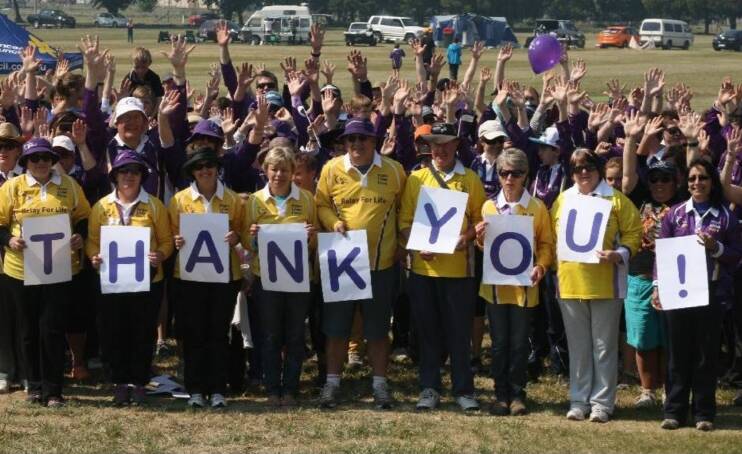 IN IT TOGETHER: Participants of last year's Relay for Life say thank you for the time, effort and money by the community which was put towards cancer research. 