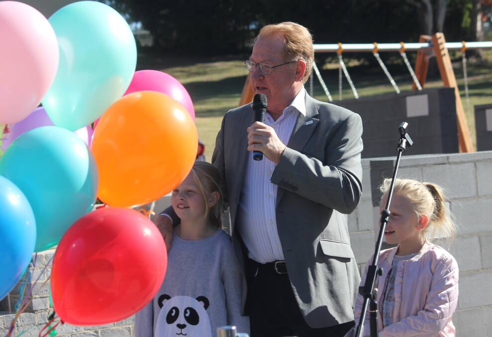 Goulburn Mulwaree Council mayor Bob Kirk at the opening of the Adventure Playground. 