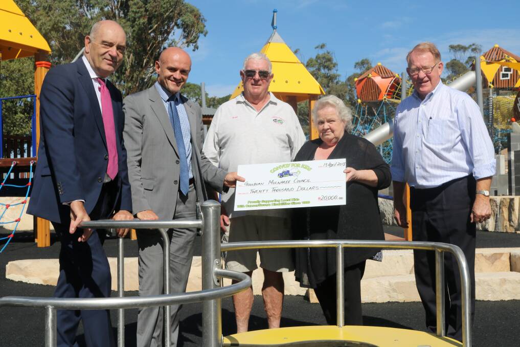 Members of the Goulburn Mulwaree Council and Goulburn Convoy for Kids at the Adventure Playground. 