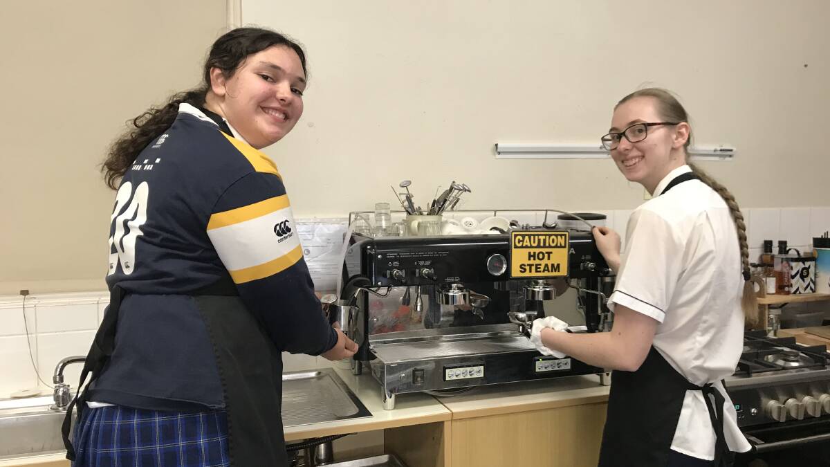 These Year 12 students work on the barista skills.