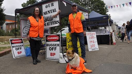 Save Gundary Plains action group members at the group's stall at the February Rotary Markets. Picture file