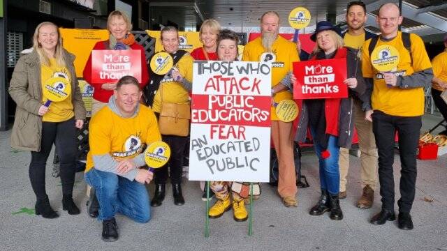 Teachers from the NSW Federation and Independent Education Union went on strike together to demand better working conditions and pay. Picture: Supplied.