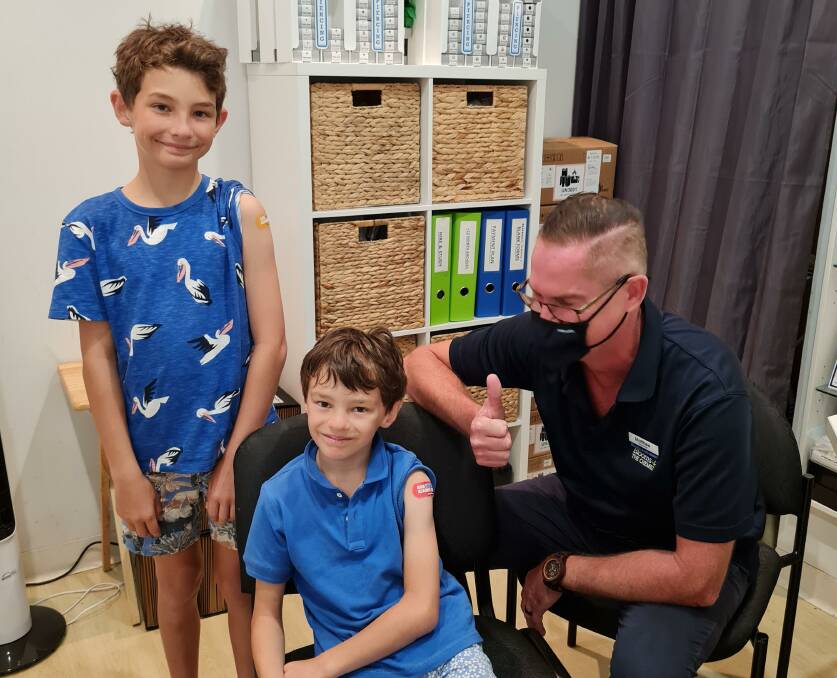Two children received their first vaccine at Blooms the Chemist in Grafton. Picture: Supplied.