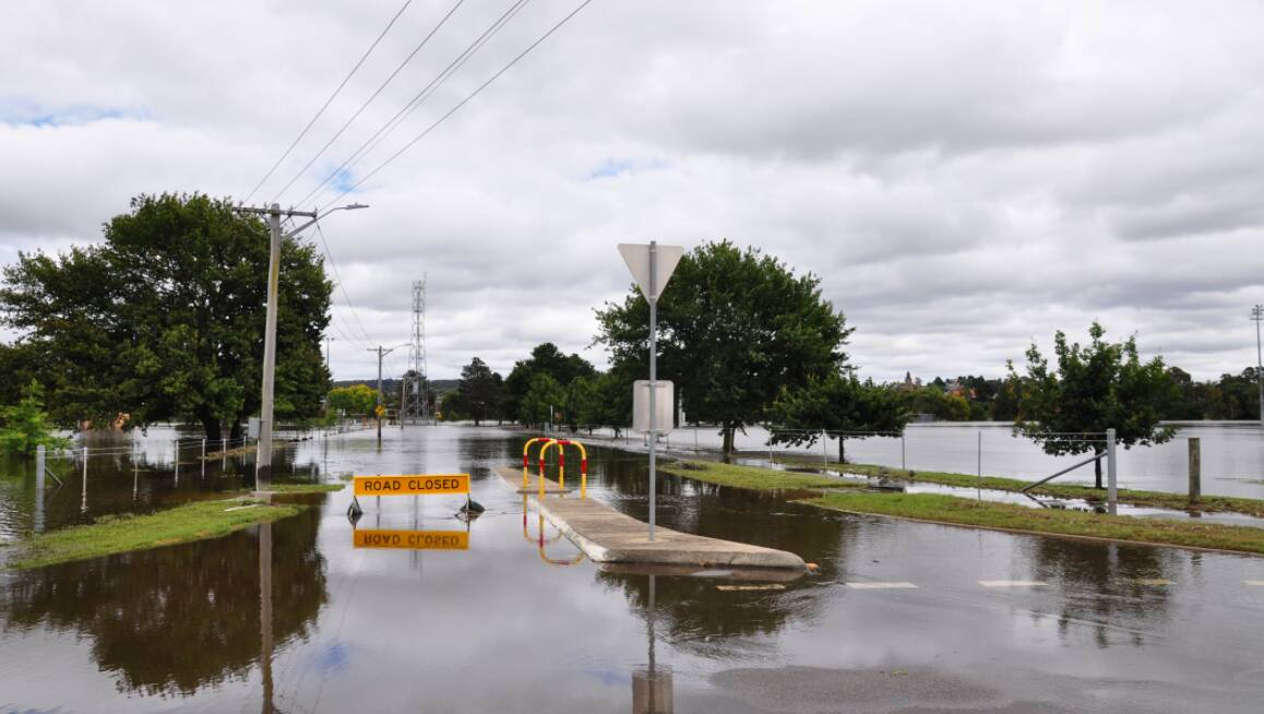 Forbes Street, Eastgrove Goulburn sustained damage in last week's heavy downpour. It was closed on Saturday morning. Photo: Louise Thrower.
