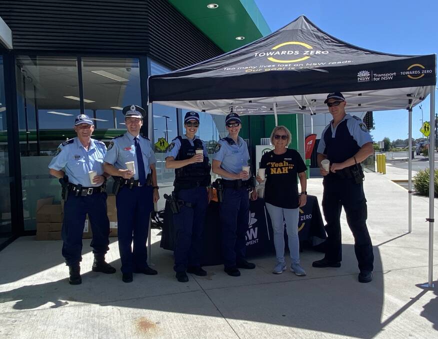 Inspector Matthew Hinton and Tracy Norberg from Goulburn Mulwaree Council were joined by officers from Highway and Traffic Patrol at BP Marulan Northbound to chat about road safety. 