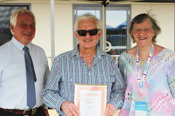 Mayor John Stafford, Bob Anderson and Australia Day ambassador Sandra Bates. Photo: Supplied