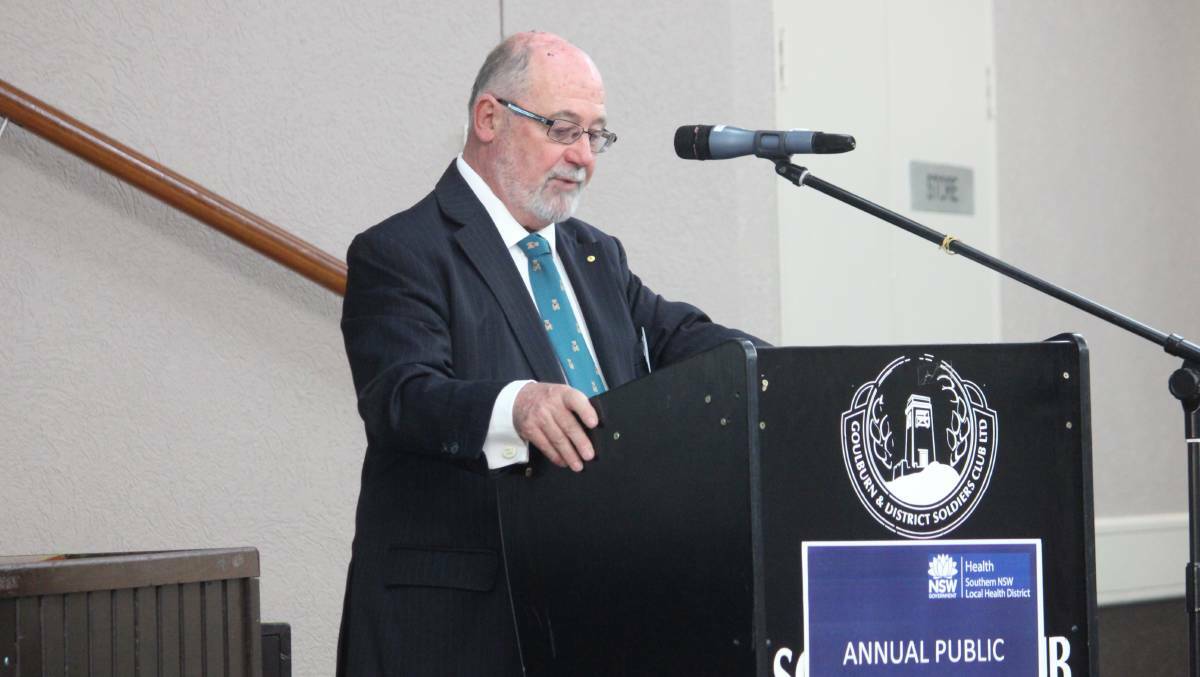 YOUR SAY: SNSWLHD chair Dr Allan Hawke speaking at a meeting in Goulburn in 2017. Picture: File
