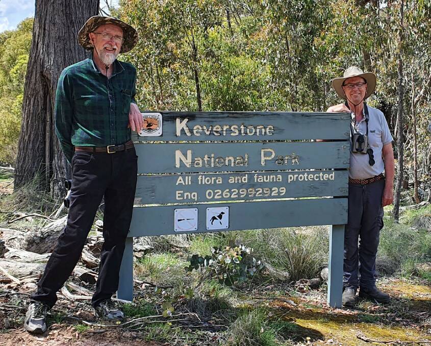 CONSERVATION EFFORTS: Goulburn Field Naturalists volunteers Greg Warden and Frank Antram at Keverstone National Park. Picture: Supplied