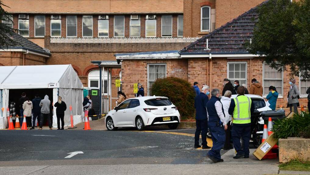 PREVENTION: People lined up at Goulburn Base Hospital for COVID-19 testing earlier this year. Photo: Hannah Neale