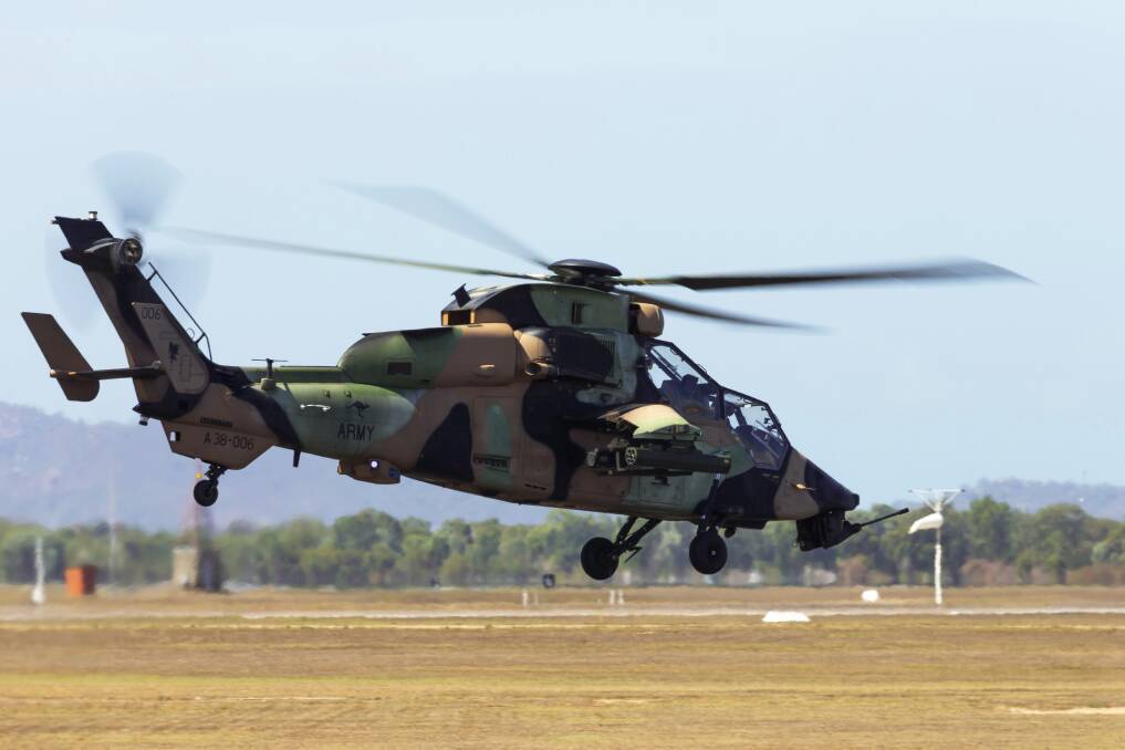 TRAINING: Australian Army, Tiger Armed Reconnaissance Helicopter launches from RAAF Base Townsville. Photo: ADF