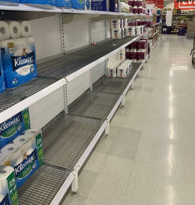 Coles in Goulburn was low on toilet paper on March 3. Photo: Supplied.