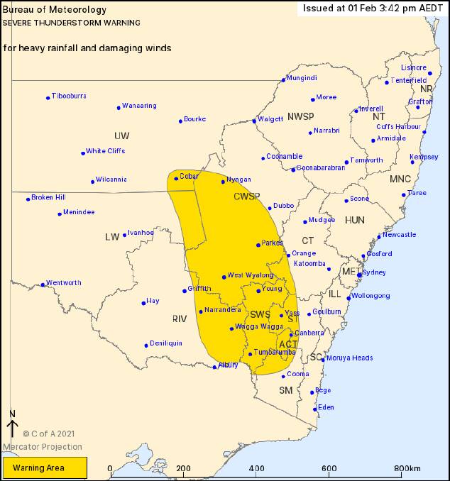 BoM issues Severe Thunderstorm Warning for Yass and parts of the Southern Tablelands