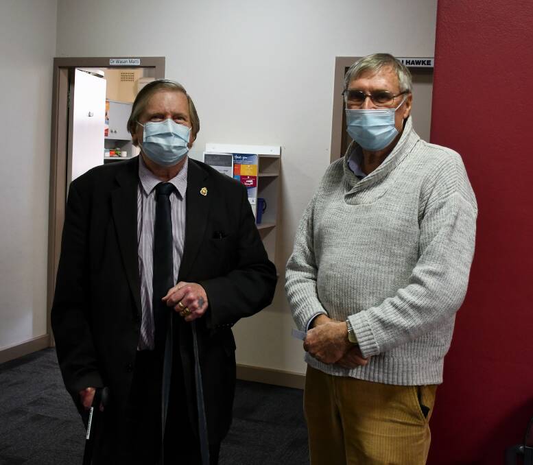 Dr Warwick Renton with Dr Jack Micklethwaite. Photo: Hannah Neale