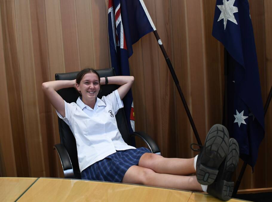 GIRLS RULE THE WORLD: Goulburn Youth Council mayor Charlotte Hargan in the council chambers. Photo: Hannah Neale.