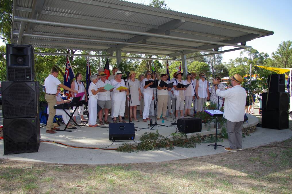 HARMONY: Hume Conservatorium's Vocalocal community choir performing at Australia Day celebrations in Victoria Park this year. Photo: Supplied
