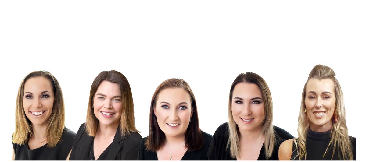 The Dream Admin Services team, Sarah Youll, Marnie Wragge-Morley, Cherie Romer, managing director Tennille Skelly and Kylie McIntyre.