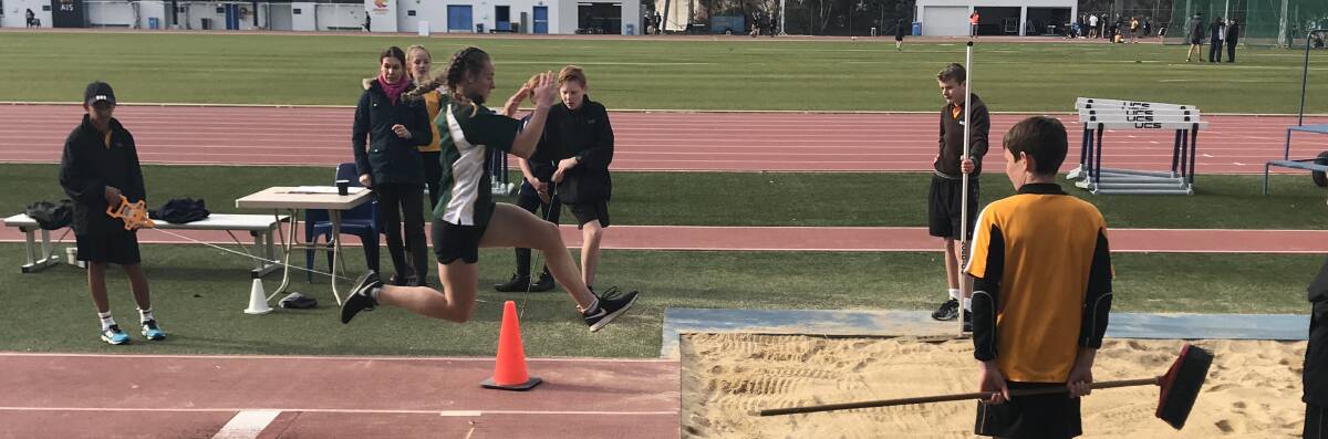 FLYING: Mulwaree High's Sophie Padgett takes off in the 13 years girls long jump at the AIS Athletics centre on Thursday. Photo supplied