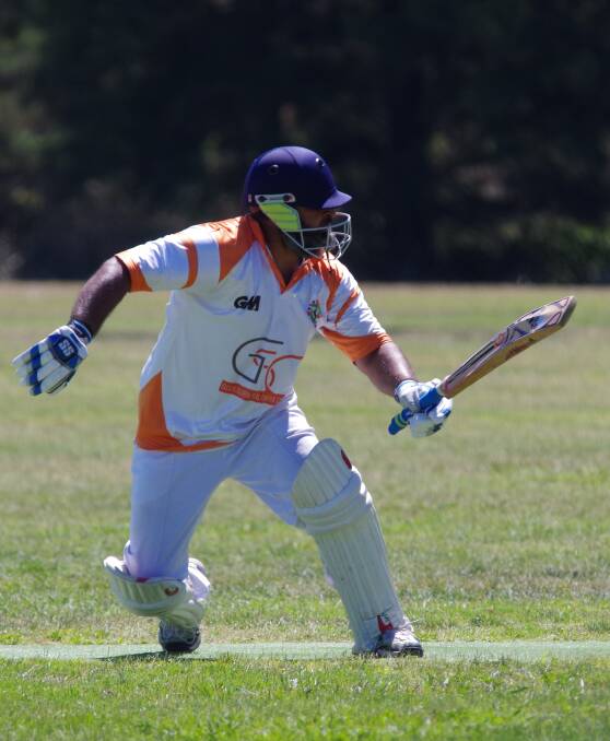 RUNNING: Hammad Farooq looks for a quick single to try to boost the Warriors' run rate during their game against the Railway Bowlo Rats on Saturday.