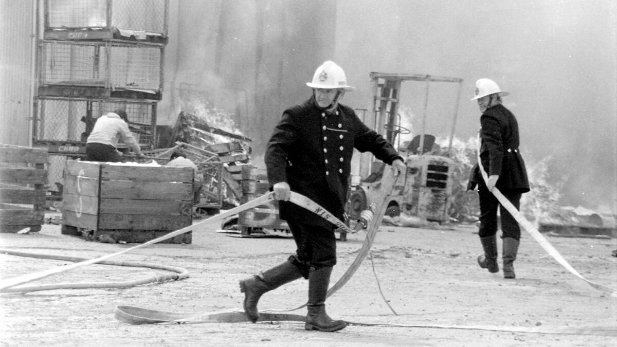 A fire at the fruit and vegetable shed in Lansdowne Street in the about the 1980s. Photo: Darryl Fernance