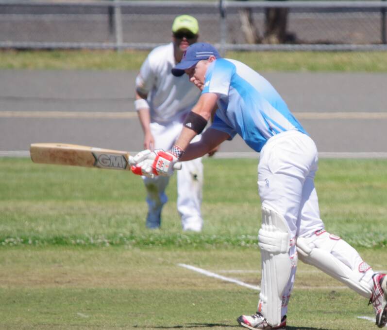 BATTING: Josh Watling batting for Goulburn Workers Stag first grade side against the bowling of Hibo Gold. Photo: Darryl Fernance
