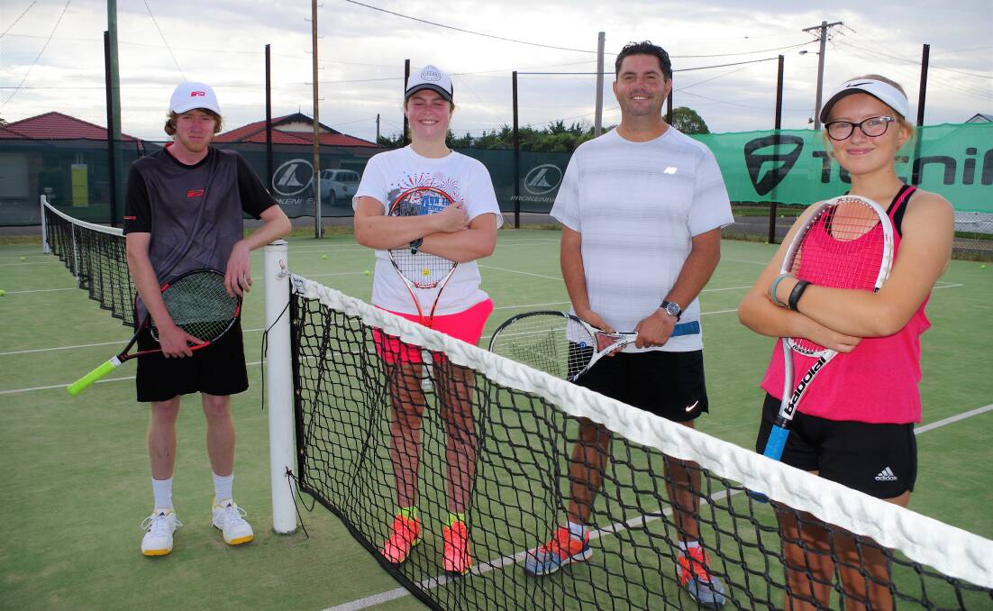 READY AT RAILWAY: Assistant coach Adam McSoley, player Grace Martin, coach Stephen Erwin and player Olivia Plumb are keen to play, teach and learn. Photo: Darryl Fernance