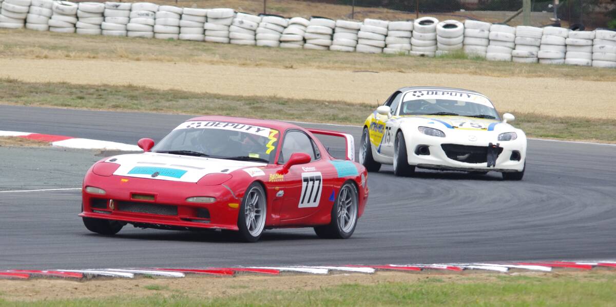 QUALIFYING: Two of the 2017 competitors in the Wakefield 300 during qualifying on the Saturday.  The actual race starts at 1.30pm  this Sunday. Photo: Darryl Fernance