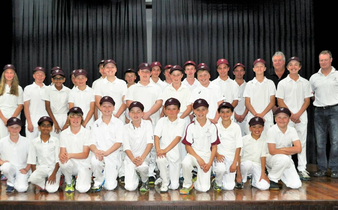 BAGGY MAROONS: Goulburn Junior Cricket Association representative players received their baggy maroon rep caps on Friday night, just ahead of the junior cricket season start. Photo: Paul Chalker
