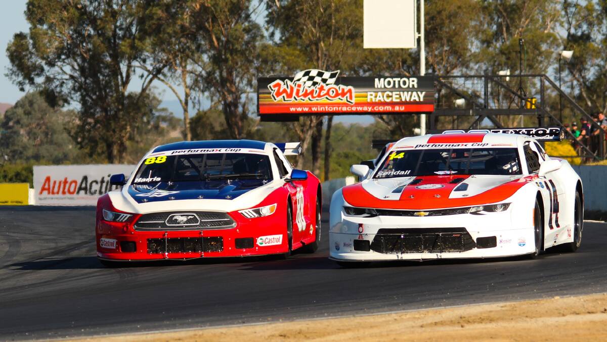  POWERFUL: Performax TA2 Muscle Car Series at Winton in round one back in March. Photo: supplied.