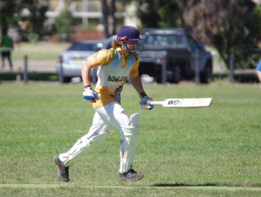 RUNNING: Jordan Gregory was determined to lift the run rate and top scored for the Bowlo Rats against Soldiers Warriors. Photo: Darryl Fernance