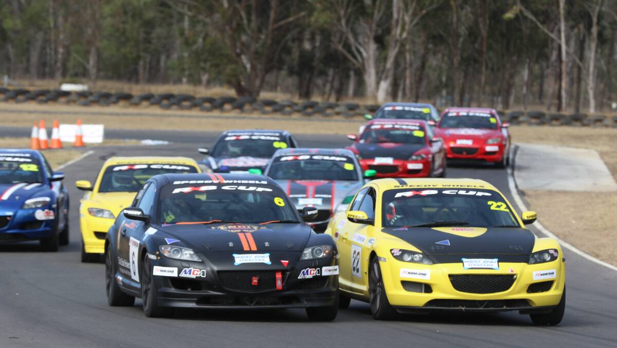CLOSE RACING: Mazda RX8 Cup action from the previous round at Queensland's Morgan Park. Photo: supplied